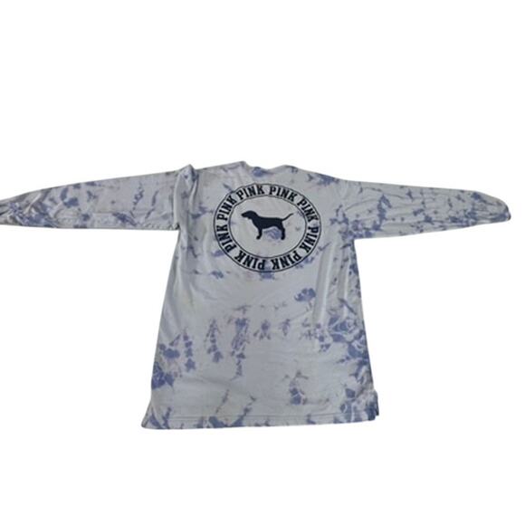 "PINK" Long SLeeve T-Shirt Purple Tie Dye Pink Dog Graphic Beach Summer Tween - Picture 8 of 9